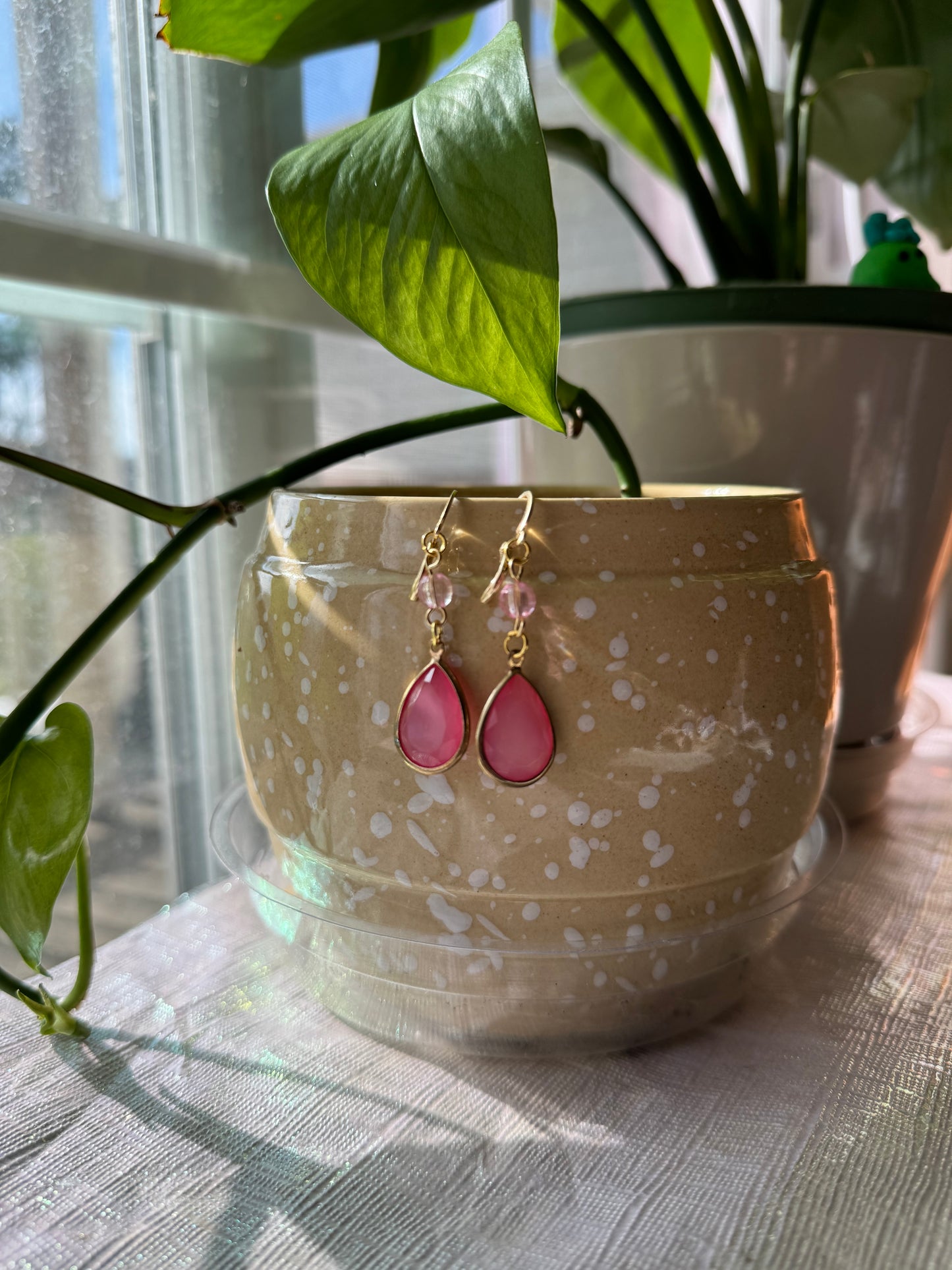 Pink Teardrop Earrings