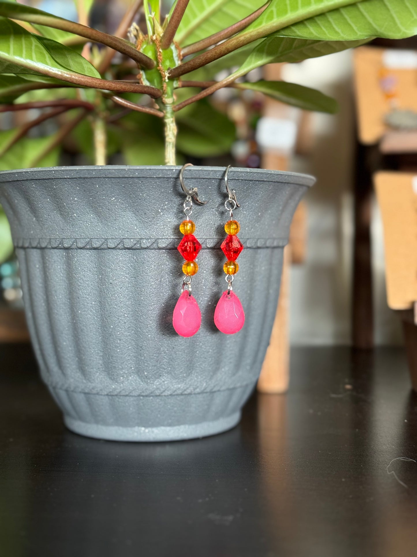 Pink Teardrop Earrings
