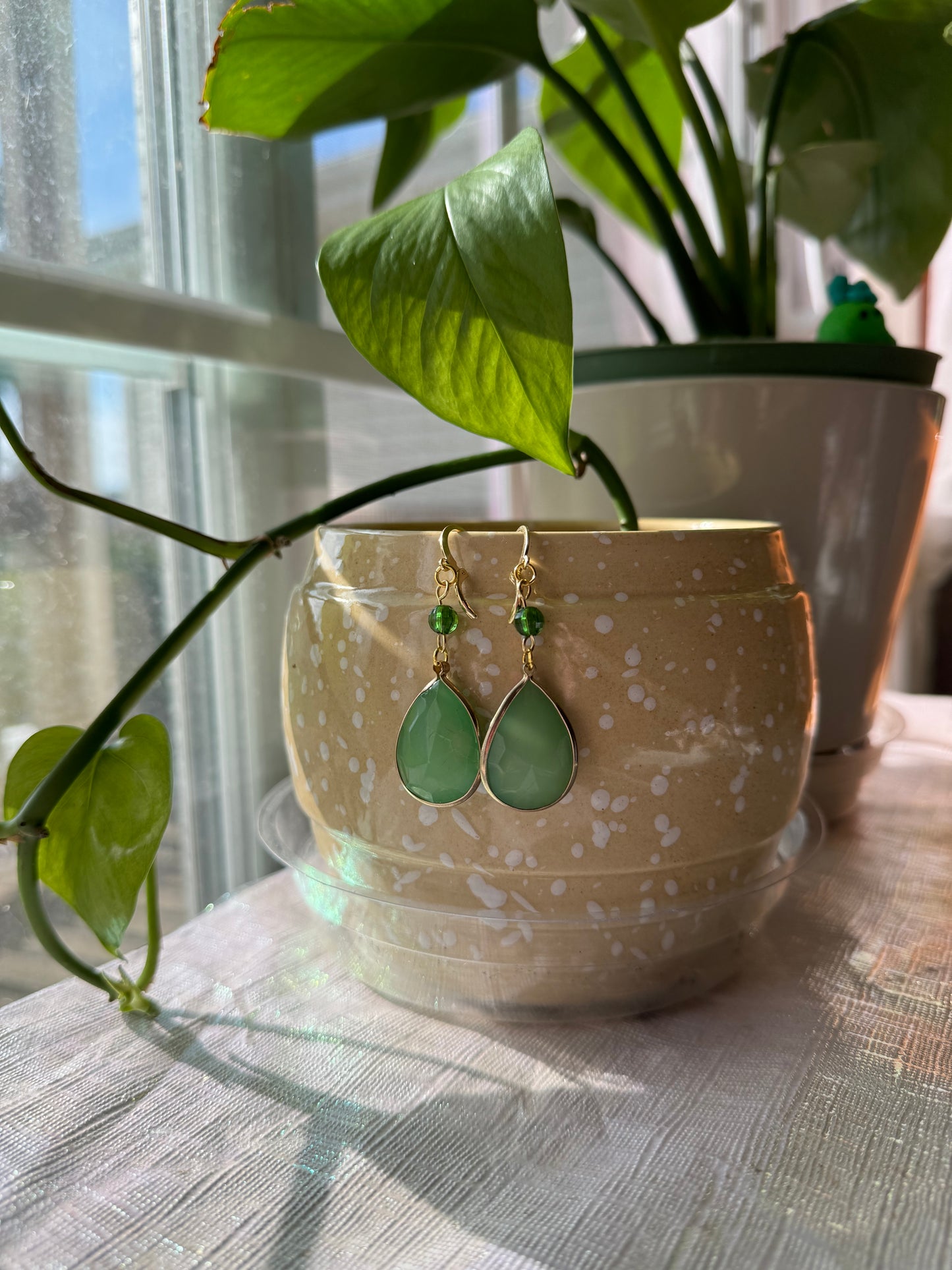 Green Teardrop Earrings