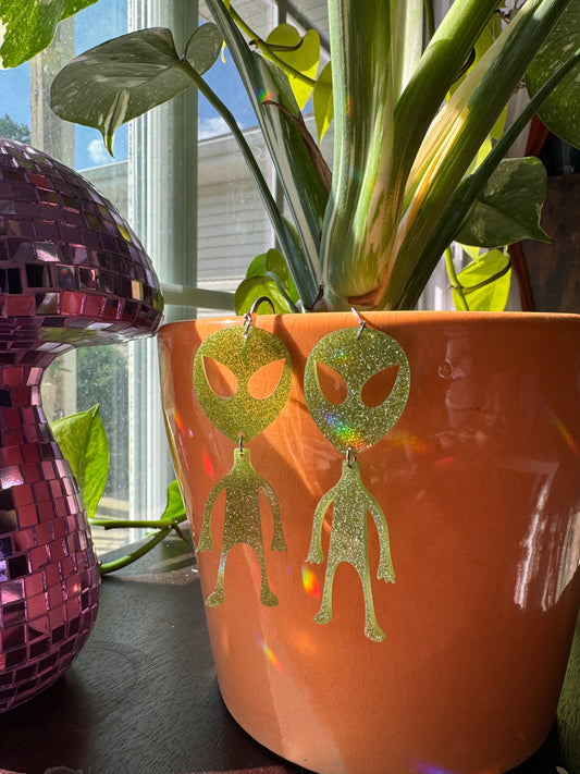 Sparkly Alien Earrings