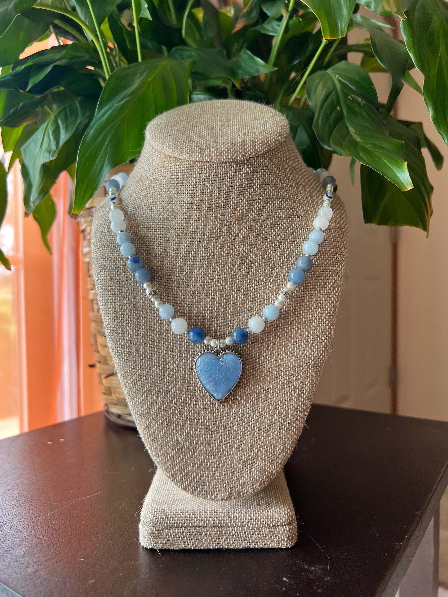 Clear Quartz, Blue Aventurine, & Aquamarine Necklace