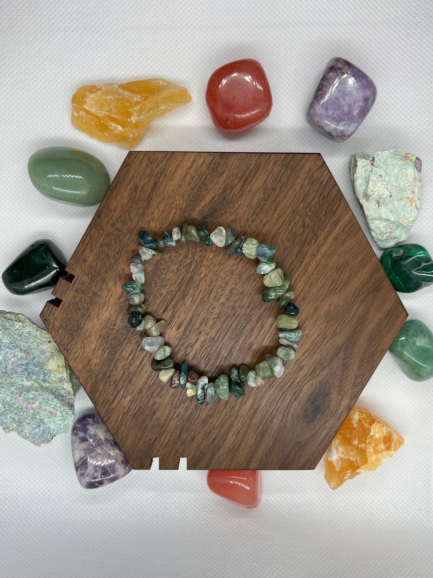 Moss Agate Chips Bracelet