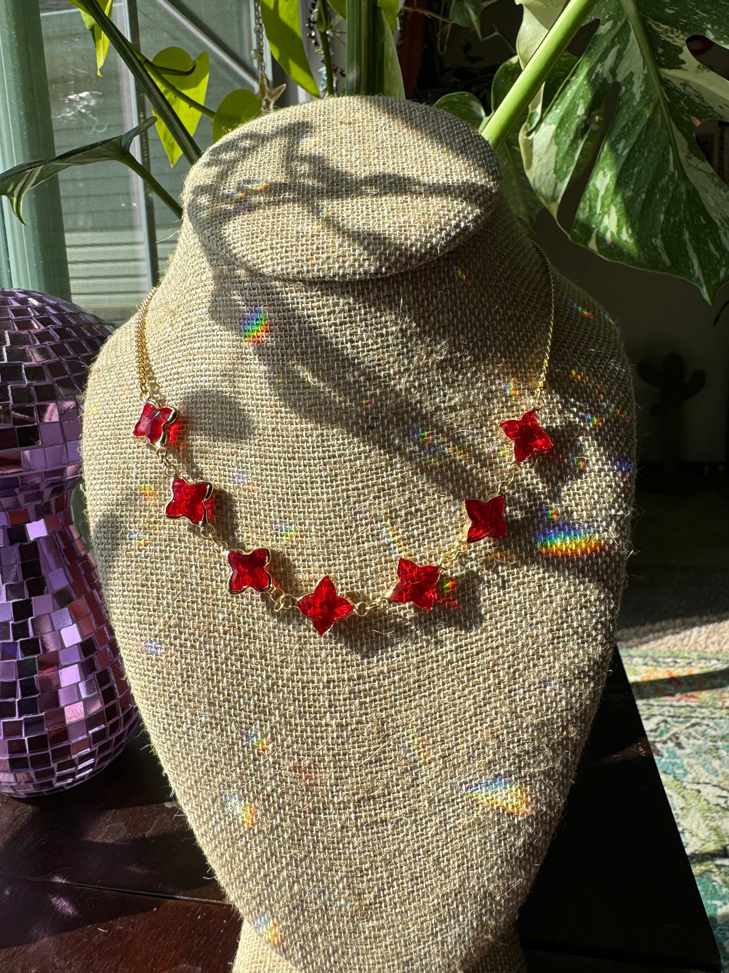 Red Gem Stainless Steel Necklace