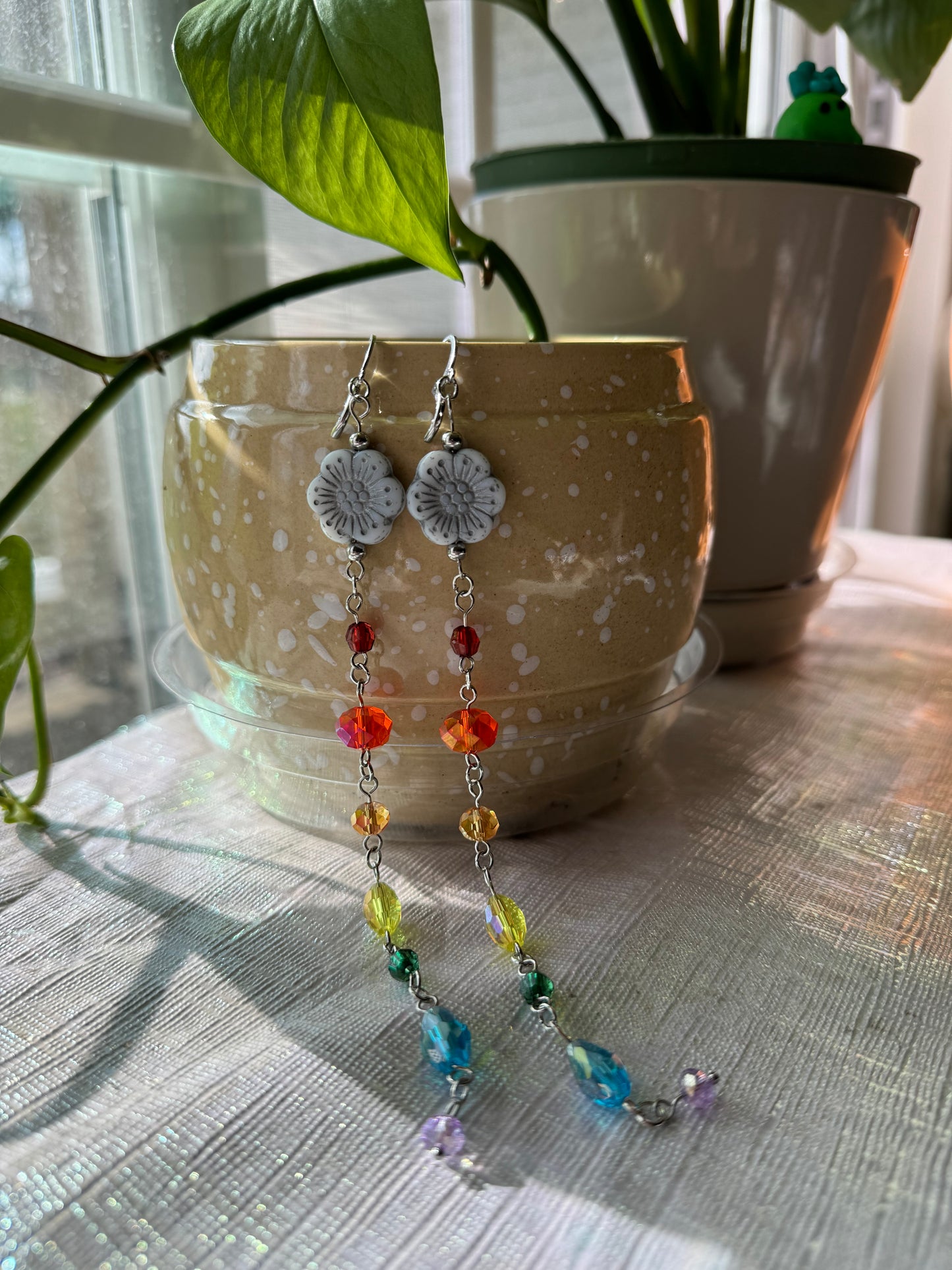 Extra Long Rainbow Dangle Earrings